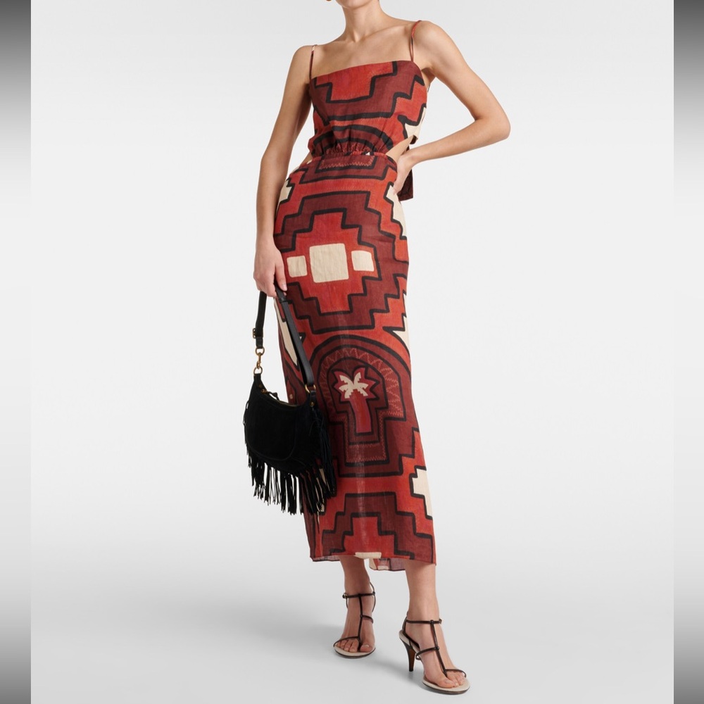 Johanna Ortiz Red Geometric Dress